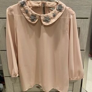 Embellished Peter Pan Collared Top